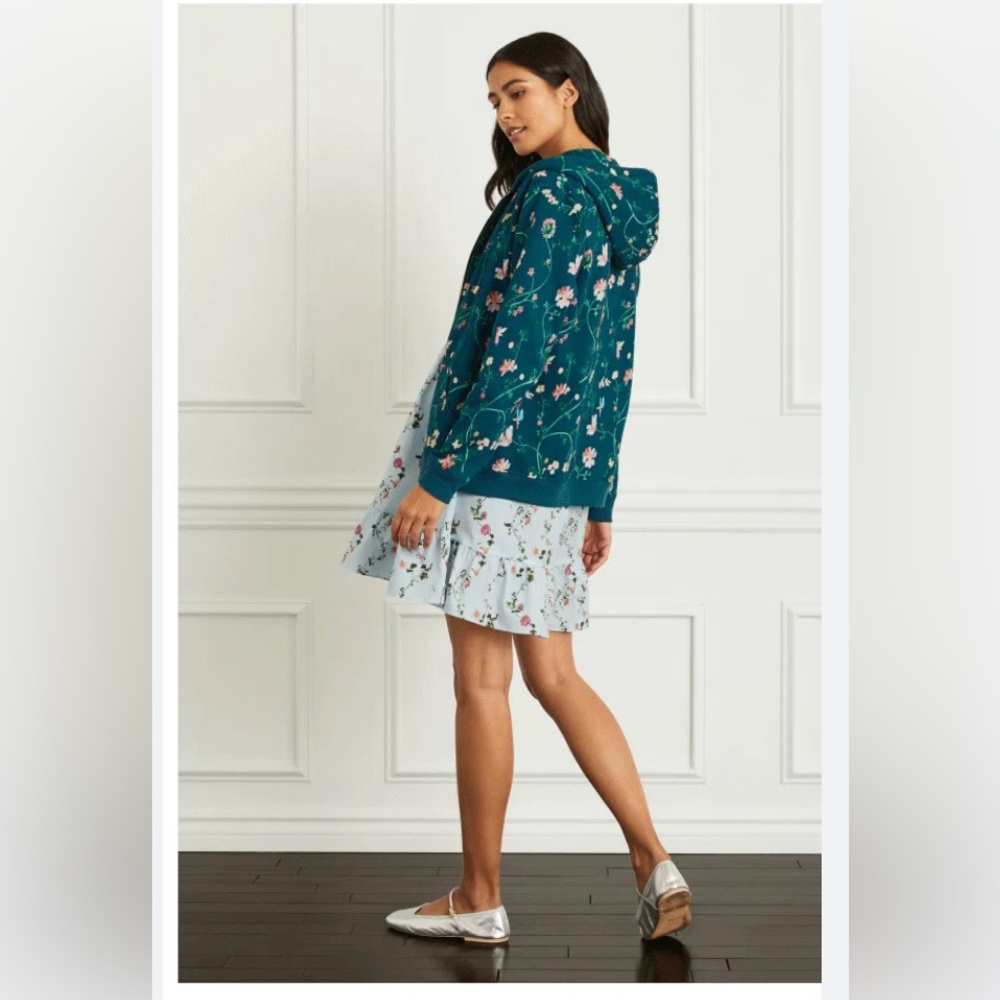 Hill House Allie Zip Up Hoodie in Moody Floral Size XS